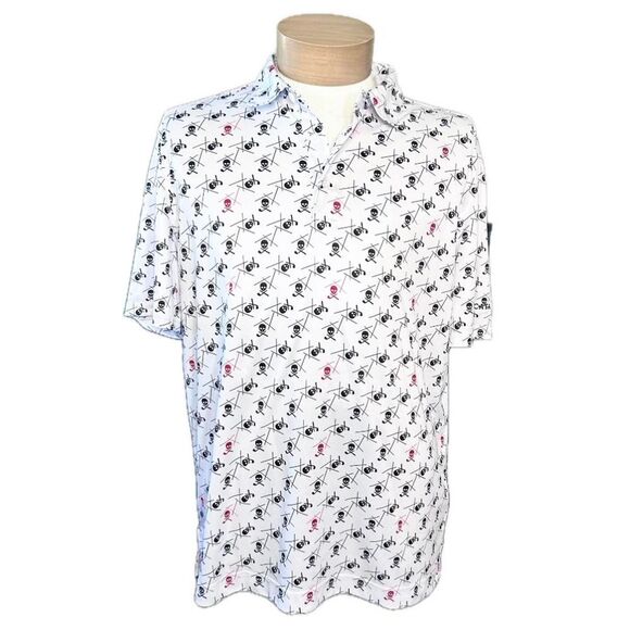 Robert Graham X Cascata Golf Skull and Crossbones Polo Shirt